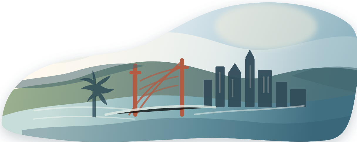 San Francisco Bay skyline and bridge landscape